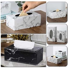 Tissue Boxes Napkins Rectangular Modern Marble Rectangle Faux Leather Tissue Box Napkin Toilet Paper Holder Case Dispenser Home Decoration R230715