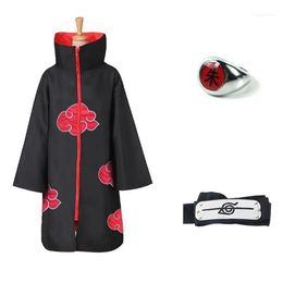 Anime Costumes Uchiha Itachi Cosplay Costume Trench Akatsuki Cloak Robe Ninja Coat Set Ring Headband Halloween11280z