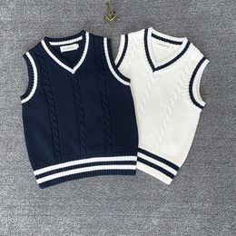 Gilet lavorato a maglia pullover per ragazzi per bambini Maglioni senza maniche per bambini in coccodrillo di cotone per bambini 2-7 anni