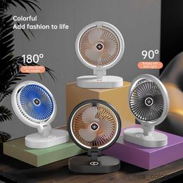 Electric Fans Portable Desktop Fan Multifunctional Led Light Home Foldable Rotatable Fans Speed Mini Fan USB Chargeable Cooling Camping Fan R230715