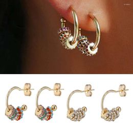 Hoop Earrings Small Exquisite Colorful Zircon C-shaped Pendant Fashion Circle For Women Wearing Jewelry Party