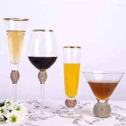 Wine Glasses Gold Rimmed Glass Cup Red Cocktail Champagne Whiskey Drink Bar Party Goblet Wedding Supplies Gift