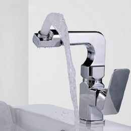 Bathroom Sink Faucets Square Turning Basin Faucet Single Hole For Wash Cabinet