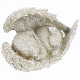 Garden Decorations Pet Dog Tombstone Resin Ornament Memorial Gift Angel Figurine Garden Decor Outdoor Animal Statues Desktop The L230715