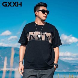 Men's T-Shirts GXXH Large Size Men's 2022 Summer New Trendy Short-sleeved T-shirt Man Plus Fat Increase Loose Men Oversized Tees 5XL 6XL 7XL L230715