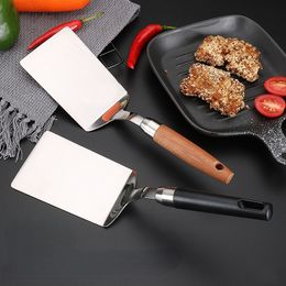 Cooking Utensils Stainless Steel Steak Spatula Pancake Scraper Turner Grill Beef Fried Pizza Shovel With Wood Handle Kitchen BBQ Tools 230714