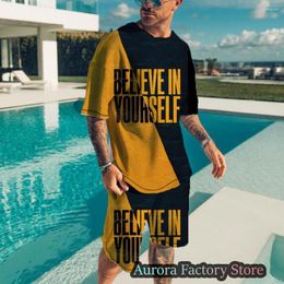 Men's Tracksuits Summer Tracksuit Casual Stylish T-Shirt Shorts Set 2 Pieces Fashion Suit Male Outfit Oversized Clothing Streetwear