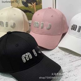 Korean Fashion Letter miu Baseball cap Fashion Leisure Versatile Hard Top Baseball cap ins Mesh Red Rhinestone Western Baseball cap