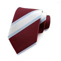 Bow Ties 8cm Mens Neck Tie Red Blue White Striped Fashion Man Necktie Silk Ascot Cravat For Gentleman Wedding Party YUY14