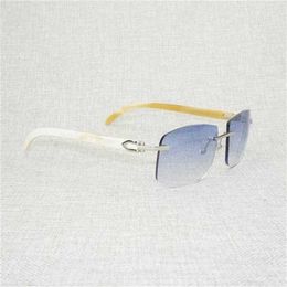 Brand Sunglasses Vintage Black White Buffalo Horn Oversize Men Natural Wood Shades Rimless Eyewear for Driving Outdoor Oculos GafasKajia New