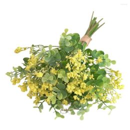 Decorative Flowers 12 Branches Artificial Plants Flower Simulation Eucalyptus Gypsophila DIY Floral Bouquets Arrangement For Wedding