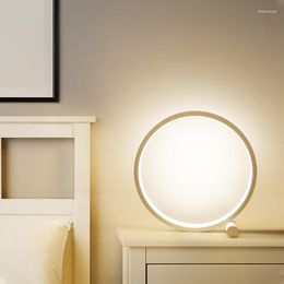 Table Lamps LED Round Circular Desk Lamp Night Light 25CM Bedroom Decoration For Living Room Bedside
