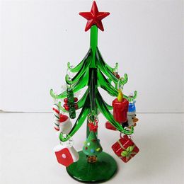 Handmade Murano glass crafts Christmas tree Figurines ornaments home decor simulation Christmas tree with 12 pendant accessories 2309P