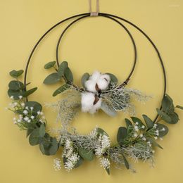 Decorative Flowers Artificial Eucalyptus Garland Silk Fake Ivy Vines Greenery Rattan Plants Wreath For Wall Room Garden Home Wedding Decor