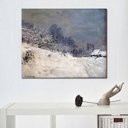 Canvas Art The Road in Front of Saint-simeon Farm in Winter 1867 Claude Monet Painting Handmade Oil Reproduction High Quality