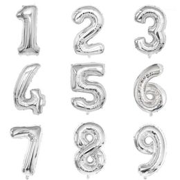 Party Decoration 32inch Silver Foil Number Balloon First Baby Girl Kids Birthday Decorations 1st 1 2 3 4 5 6 7 8 9 10 30 40 Years 308Y