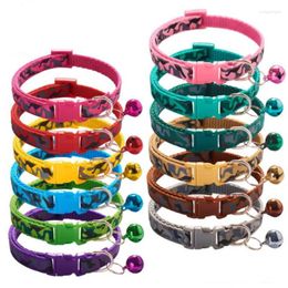 Dog Collars Fashion Pet Collar Colorful Pattern Camouflage Cute Bell Adjustable For Cats Puppy DIY Accessories