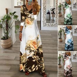 Casual Dresses Charming Dress Colorfast Maxi Ankle Length Women Printing Holiday Robe Versatile