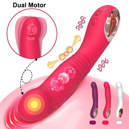 Vibrators 10 Modes Telescopic Vibrator for Women High Speed Motor G Spot Climax Dildo Vibrating Female Masturbator Adult Sex Toy Woman 230714