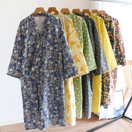 Women's Sleepwear Japanese-style Cotton BathRobe Kimono Woman Summer Traditional Yukata Samurai Style Home Gown Cardigan