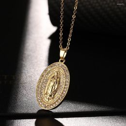Pendant Necklaces Classic Fashion Virgin Mary Zirconia Drop Time Necklace Women Luxury Party Fine Jewelry Accessory Gift