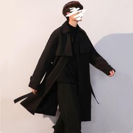 Men's Trench Coats Spring Autumn Men Korean Style Streetwear Male Loose Solid Colour Classic Coat High Quality Windbreak Q573