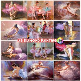 Diamond Painting AB Diamond Painting 5D Ballet Embroidery Portrait Rhinestones Cross Stitch Mosaic Girl Decor For Home Drill DIY Wall Stickers 230714