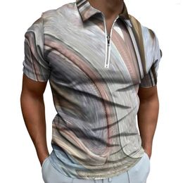 Men's Polos Liquid Art Print Polo Shirts Cool Abstract Swirls Casual Shirt Date Fashion Men Short-Sleeve Zipper Graphic T-Shirts