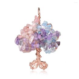 Pendant Necklaces Garnet Cirine Aquarmine Apatite Natural Stone Chip Wire Wrap Handmade Tree Of Life