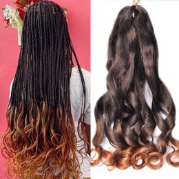 22 Inch French Curl Braiding Hair Pre Stretched Bouncy Braiding Hair Loose Wavy French Curly Braids Hair with Curly Ends LS04