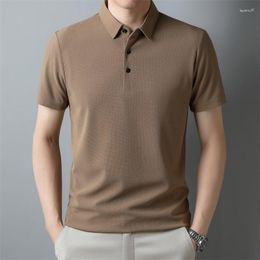 Herren T-Shirts Sommer Kurzarm T-Shirt Polo Slim Top High-End Revers Solid Trend Mercerisierte Baumwolle Weißes Hemd Kleidung Blau Orange