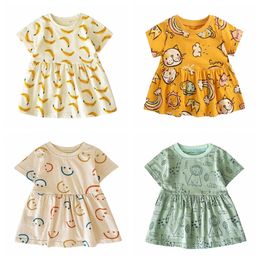 Girl s Dresses Sanlutoz Short Sleeve Summer Baby Dress Cute Pattern Casual Kids Girls Clothing Cotton 230714