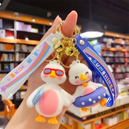 Fashion blogger designer Jewellery Genuine new summer cute duckling keychain mobile phone Keychains Lanyards KeyRings wholesale YS142