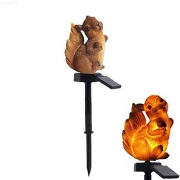 Garden Decorations Outdoor Lighted Squirrel Waterproof Solar Garden Lights Stake LED Outdoor Decor Garden Light Squirrel Decorative Lights Garden L230715