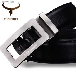 COWATHER 2021 luxury belts for men cow genuine leather male strap automatic buckle belt newest fashion design original brand L230704
