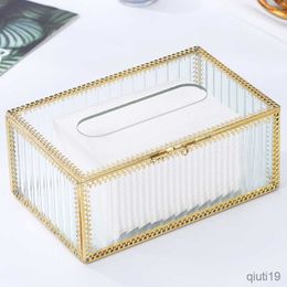 Tissue Boxes Napkins Tissue Box European-style Light Luxury Large Household Desktop Glass Paper Box Dust-proof Simple Household Paper Box Ornaments R230715