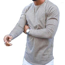 Men's Sweaters 2023 Elegant Stylish T-Shirt Sweater Long Sleeve Slim Fit Top Stripe Plaid Print Casual Cotton Pullover Autumn Winter