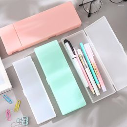 Pencil Cases Korea Creative Stationery Box Simplicity Translucent Frosting Pupil Plastic Office School Supplies Practical