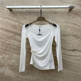 23SS Cotton Women Designer Shirts Pullover Tops Clothing With Hollow Out Girls Skinny Milan Runway High End Luxury Brand Sexy Designer Tee Shirts Blouse T Shirt