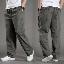 Men's Pants Men's Cargo Pants Summer Spring Cotton Work Wear In Large Size 6XL Elastic Casual Climbing Jogger Sweatpants Autumn Trousers 230715