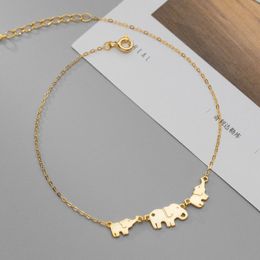 Anklets Real 925 Sterling Silver Glossy Big and Small Elephant Anklet Mom and Babies Elephants Ankle Bracelets Foot Chains for Women 230715