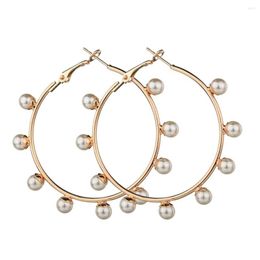 Hoop Earrings Big Dangle Faux Pearl Earring Decors Fashion Fake Geometric Pendant Drop