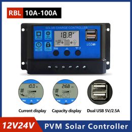 Other Electronics 100A Solar Charge Controller Solar Panel Controller 12V/24V Adjustable LCD Display Solar Panel Battery Regulator with USB Port 230715