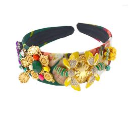 Hair Clips Ceramic Flower Headband For Women Lady Bohemian Party Retro Floral Pearl Bow Hairband Accessories