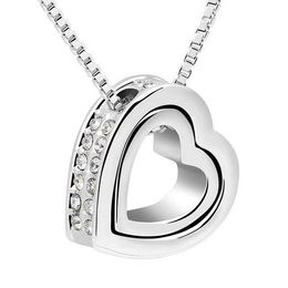 Heart Double necklace designer necklace jewelry necklaces chain chains link luxury jewellery pendant custom love pendants women womens Stainless Steel Valentine