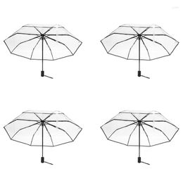 Umbrellas 4X Transparent Umbrella Automatic Women Men Sun Rain Auto Compact Black Border