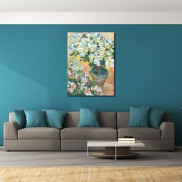 Fine Art Canvas Painting White Azaleas in A Pot Handcrafted Claude Monet Reproduction Artwork Home Decor