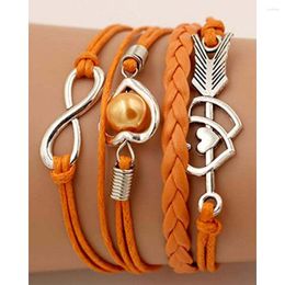 Charm Bracelets 1pc Women Double Heart Pearl Decor Multi-Layer Braided Leather Bracelet Alloy For Womens Daily Accessories Gift