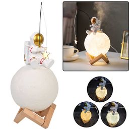 Ashtrays Home Decoration LED Astronaut Figurines Moon Night Light Miniature Moon Lamp Humidifier Space Man Cold Fog Machine x0627