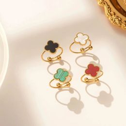 Fashion 4/vier Blattklee Charm Ring Designer Gold Shell für Mädchen Hochzeit Mutter Day Mode Schmuck Frauen Geschenk